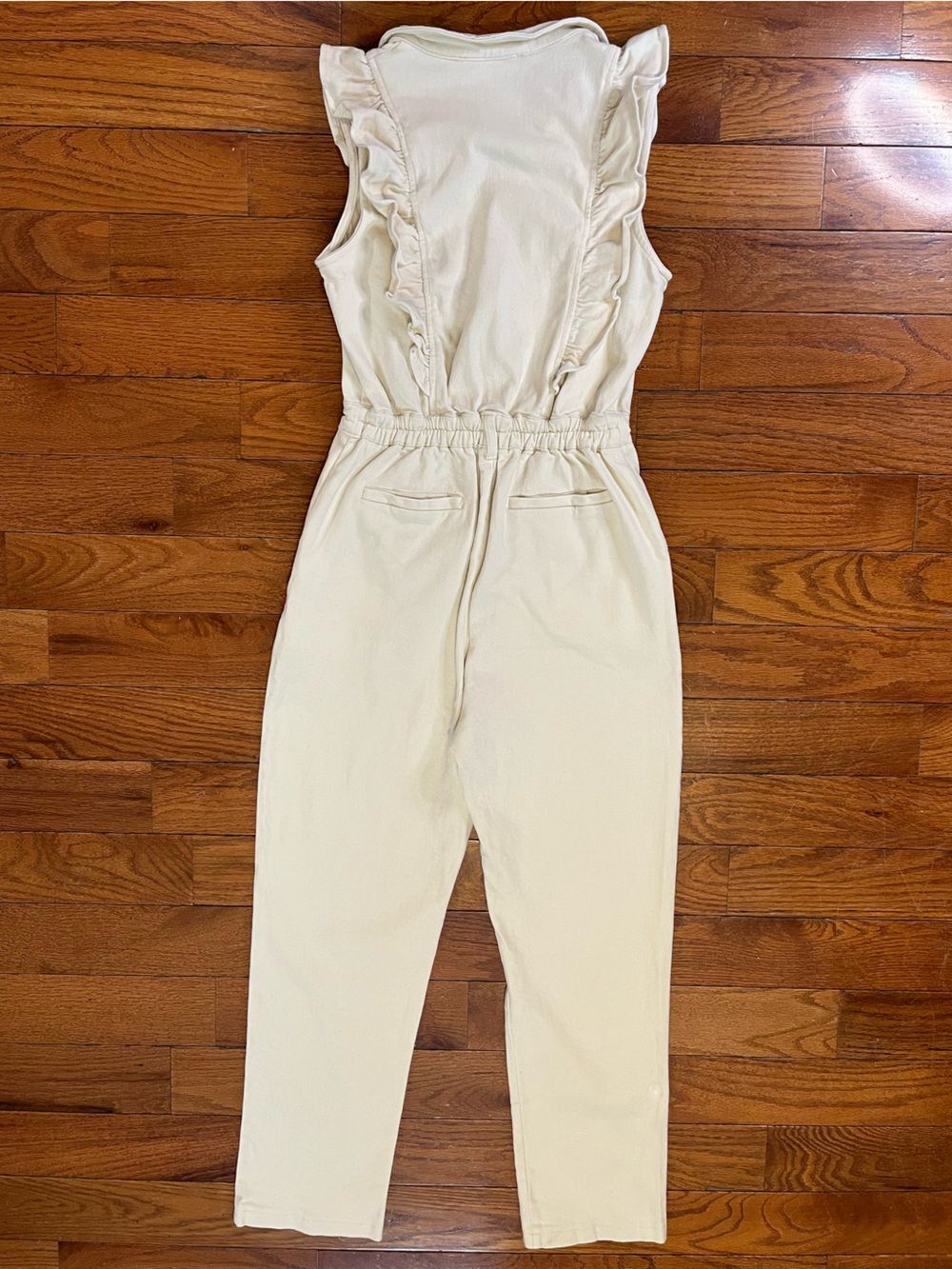 Strut & Bolt Ivory Ruffle Zip Jumpsuit Small Coquette Romantic - Picture 3 of 8